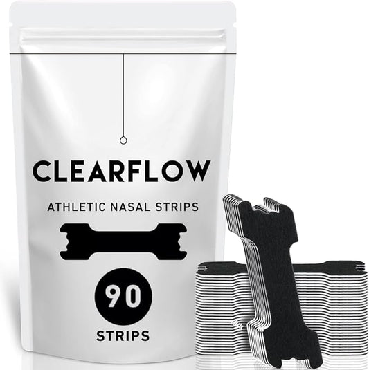 Nose Strips for Breathing (90 Count) – Performance Extra Strength, Oil & Sweat Proof Adhesive – Athletic Nasal Strips for Snoring & Sleep – Wide Body, Universal Fit, Black