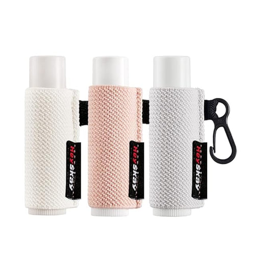 HEYSKAY 3PCS Lip Balm Holder Sleeves Keychain Lipstick Holder Key Chain Lip Gloss Holder Keychain Chapstick Elastic Sleeves