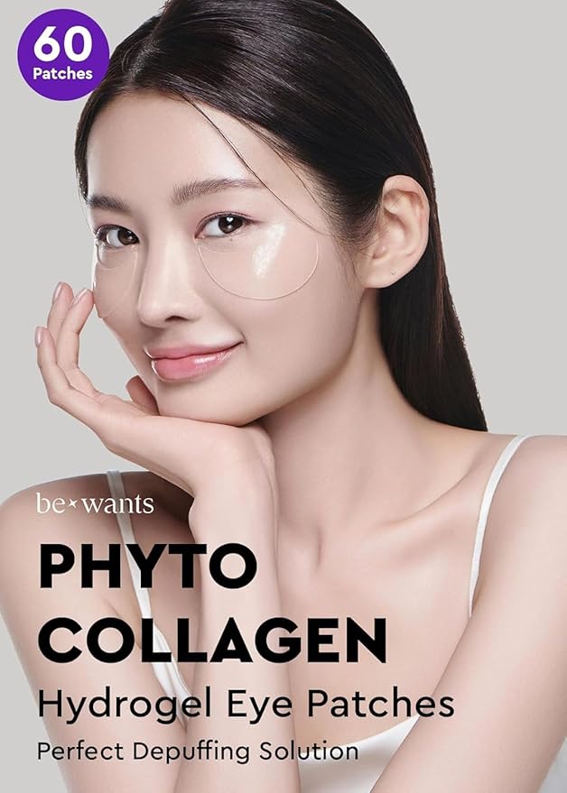 BE+WANTS Bewants Under Eye Patches for Puffy Eyes, Korean Under Eye Mask with Vegan Collagen and 71.9% Bamboo Water, Patches for Dark Circles and Cooling, 60 pieces