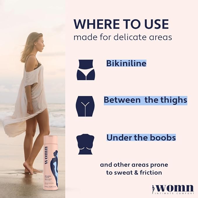 womn Intimate Comfort Dry & Fresh Powder – Talc-Free Body Powder Against Moisture, Chafing & Odor, 3.5 Oz