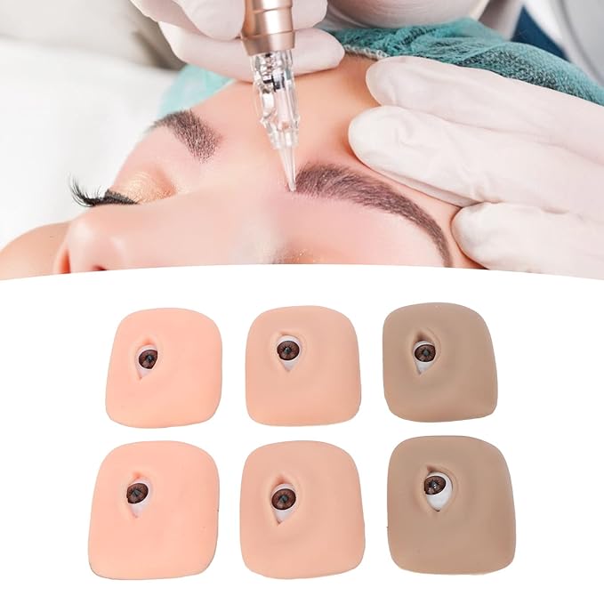 Eye Practice Skin, 3 Pairs 3D Silicone Fake Eye Practice Skin Makeup Face Board Microblading Supplies Eyebrow Practice Skin for Beginners and Makeup Artists Students