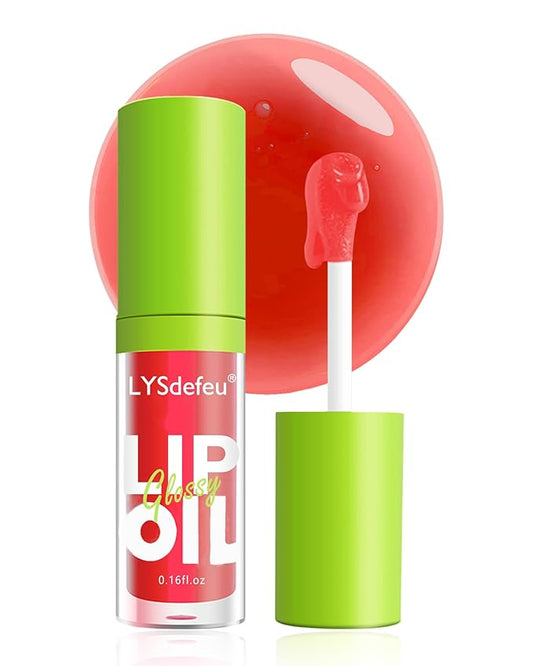 LYSdefeu Lip Oil Lip Glaze-1Pcs Hydrating Red Lip Glow Oil,Shiny Transparent Tint Lip Gloss Plumping,Long Lasting Non-sticky Clear Glow Reviver Lip Care Oil, Christmas Makeup Gift for Women Girl-05#