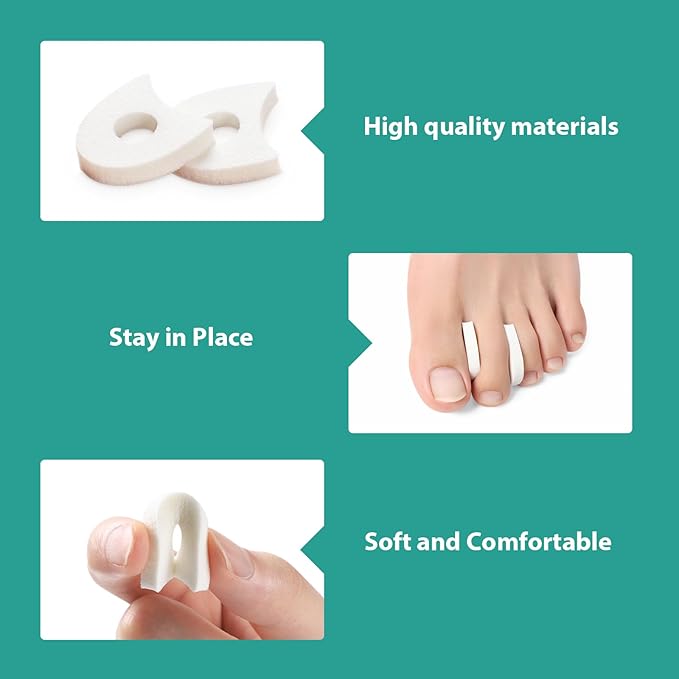 Welnove Foam Toe Separators - 40 Pack Toe Spacers for Corn, Blister, and Hammer Toe Relief - Breathable, Adhesive Options for Pain from Bunions, and Toe Overlap, Toe Spacers for Men