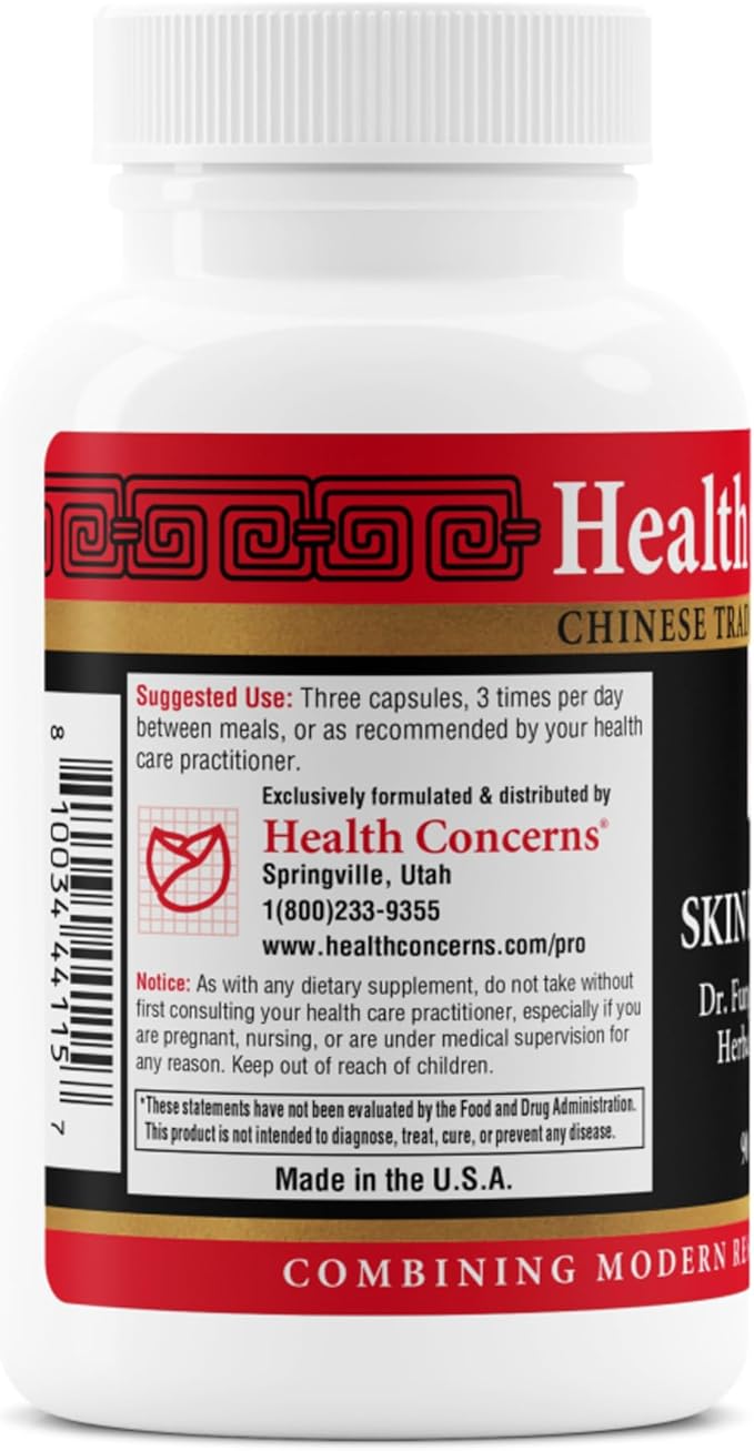 Health Concerns Skin Balance – Herbal Supplement for Skin Support, Itching Relief, & Circulation – Chinese Herbal Supplements for Men & Women – Skullcap, Dong Quai, Coptis Root - 90 Capsules