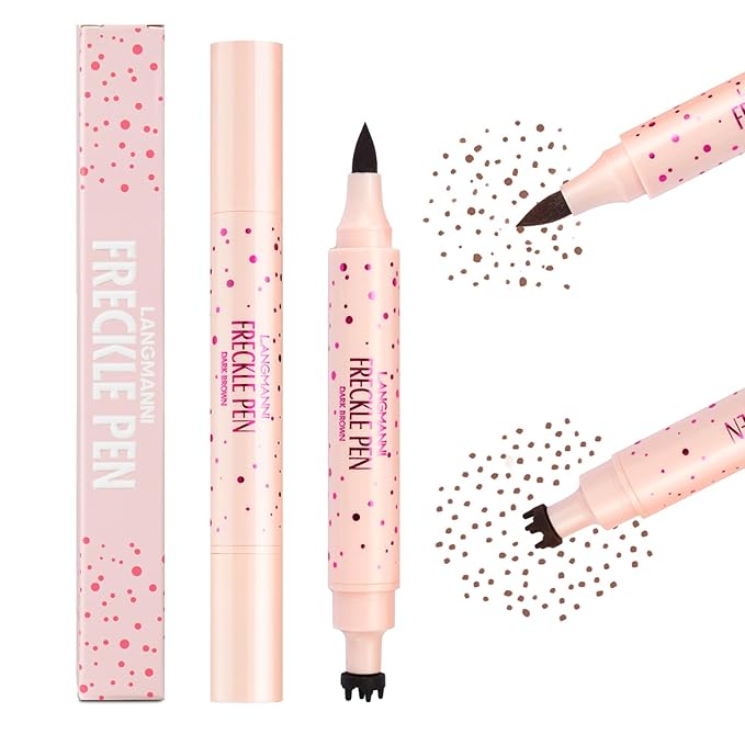 Jolilab Freckle Pen 3-in-1: Dual-Ended Stamp & Precision Tip (Eyeliner/Brow Pencil), 2 Shades Soft Brown/Dark Brown, Waterproof Long-Lasting Smudge-Proof Compact On-the-Go Makeup(DARK BROWN)