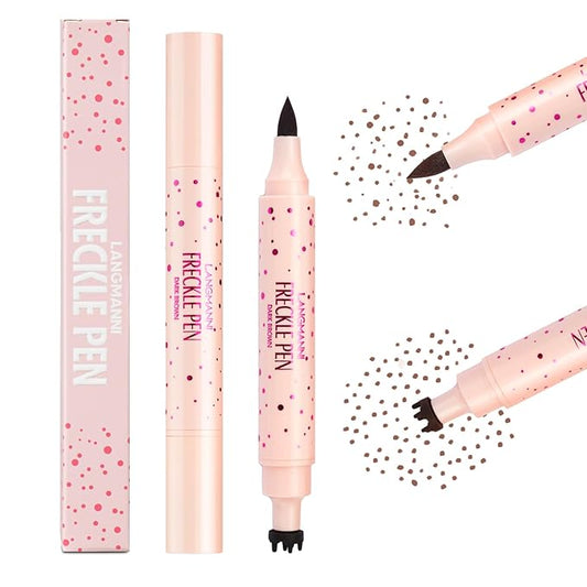 Jolilab Freckle Pen 3-in-1: Dual-Ended Stamp & Precision Tip (Eyeliner/Brow Pencil), 2 Shades Soft Brown/Dark Brown, Waterproof Long-Lasting Smudge-Proof Compact On-the-Go Makeup(DARK BROWN)