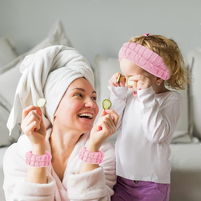 Face Wash Set - Headband and Absorbent Microfiber Wristbands with Holder for Face Washing and Spa Experience