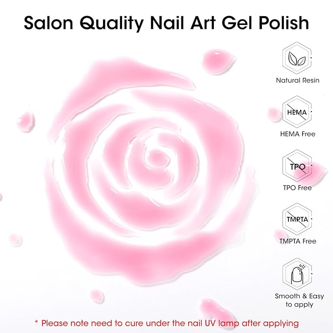 GELLEN Gel Nail Polish Set Nude, 20 Colors Gel Polish HEMA TMPTA TPO 3-free UV Soak off Nail Gel with Glossy Matte Cateye Top Coat and Base Coat, Pink Purple Neutral Nail Art for Women Salon at Home