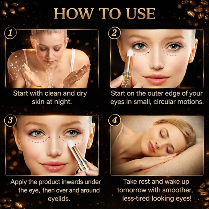 Caffeine Eye Stick Balm, Under-Eye Moisturizing Balm with Coffee Oil & Hyaluronic Acid, Solid Cream for Puffiness Look & Dry Skin, Daily Skincare for Men & Women