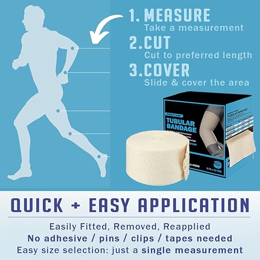 EVERLIT Elasticated Tubular Support Bandage | Stockinette Tubing for Large Arm, Knees, Legs | Light to Moderate Compression Bandage Roll For Tissue Support (Size J | 6.9" x 11 yd)