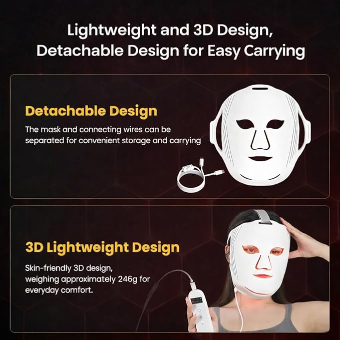 G17 LED Light Therapy Mask FSA Eligible Acne Treatment, Red Light Therapy for Face with Red, Blue, and Near Infrared Lights – Adjustable Brightness & Timer – Flexible LED Mask for Face