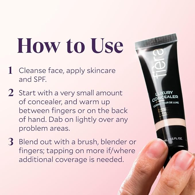 Fièra Luxury Concealer & Foundation with Anti-Aging Ingredients - Full Coverage for Dark Circles, Wrinkles, Fine Lines, and Spots, All-Day Wear For Mature Skin - Dark, 0.5 FL. OZ. / 15 ML