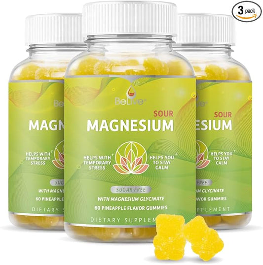 BeLive Magnesium Gummies 200mg - 60 Ct | Magnesium Glycinate Supplements for Relaxation, Stress Relief, and Sleep for Adults & Kids - Tasty and Tangy Pineapple Flavor (3)