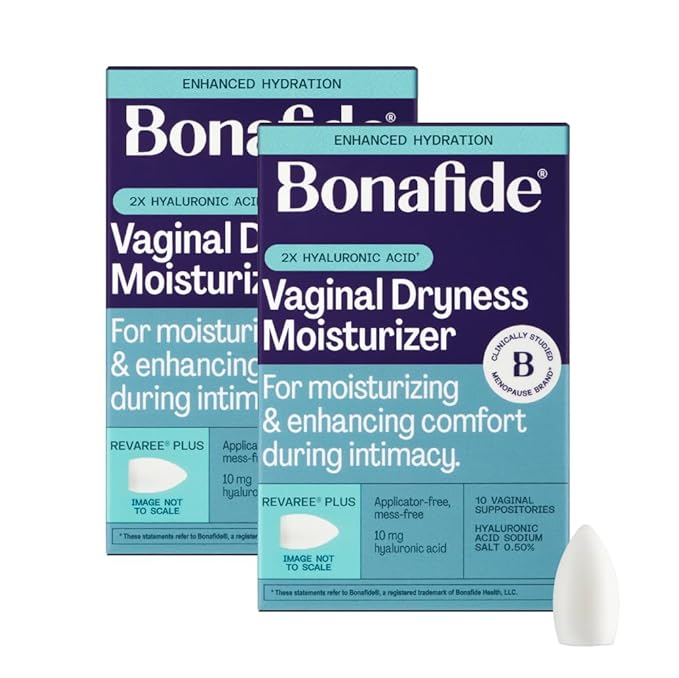 Revaree Plus by Bonafide. Vaginal Moisturizer with 10mg Hyaluronic Acid & Soothing Sweet Almond Oil. — 2-Month Supply (20 Inserts)