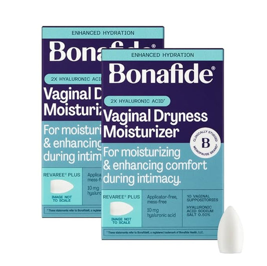 Revaree Plus by Bonafide. Vaginal Moisturizer with 10mg Hyaluronic Acid & Soothing Sweet Almond Oil. — 2-Month Supply (20 Inserts)