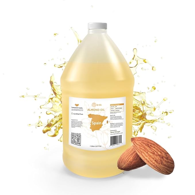 Nature Packaged Sweet Almond Oil - for Skin and Hair - Carrier Oil for Essential Oils Mixing - From EIR Oils' Farm in Mallorca, Spain - 1 Gallon