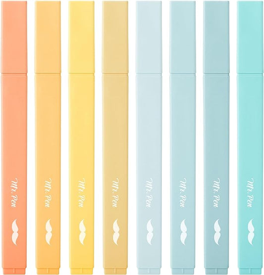 Mr. Pen- Aesthetic Highlighters, 8 pcs, Chisel Tip, Pastel Colors, Cute Highlighters Assorted Colors