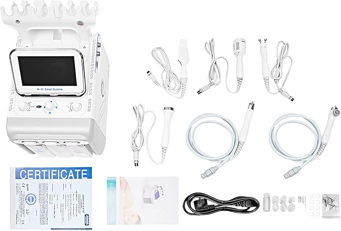 Bacocoo 6-in-1 Hydrogen Oxygen Facial Machine, Professional Blackhead Removal, Deep Cleansing & Hydration, Whitening Skin Care Device, SPA Beauty Tool with 6 Pro Heads. (110V 80W, White)