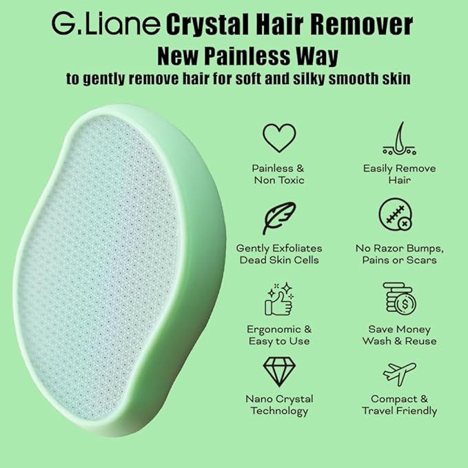 Premium Crystal Hair Eraser,Painless Exfoliation Hair Removal Epilator,Nano Glass Hair Remover for Women,Natural Gentle and Efficient Shaver Trimmer on Leg Arm(Grass Green)