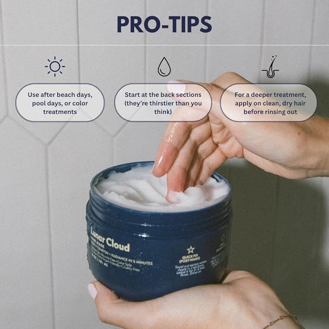 NAVY HAIR CARE Lunar Cloud Hair Mask | Deep Hydration, Frizz Control & Repair for All Hair Types | Lightweight Treatment with Argan Oil, Coconut Oil & Keratin | Vegan & Cruelty Free | 16 oz