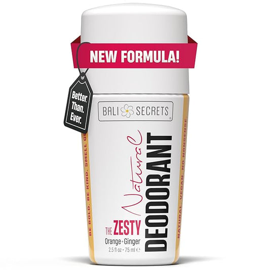 Bali Secrets Natural Deodorant for Women & Men. Nonsense Free. Clean Formula for Sensitive Skin. Strong & Reliable Odor Protection. No Synthetic Aluminum. Organic & Vegan [THE ZESTY]