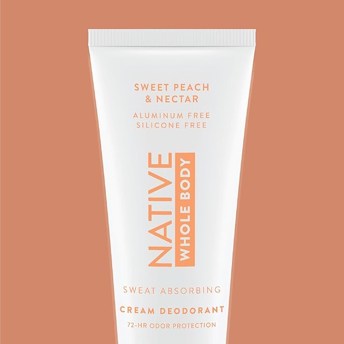 Native Whole Body Deodorant Cream Contains Naturally Derived Ingredients, Deodorant for Women & Men | 72 Hour Odor Protection, Aluminum Free with Coconut Oil and Shea Butter | Sweet Peach & Nectar