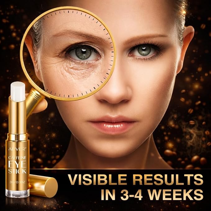 Caffeine Eye Stick Balm, Under-Eye Moisturizing Balm with Coffee Oil & Hyaluronic Acid, Solid Cream for Puffiness Look & Dry Skin, Daily Skincare for Men & Women