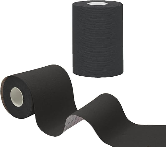 Kinesiology Tape,2Roll Waterproof Muscle Support Adhesive Sport Tape,|3in x 5.5yd|Medical Grade Cotton Elastic Athletic Tape for Muscle Pain Relief & Joint Support, Breathable K Tape (Uncut-Black)