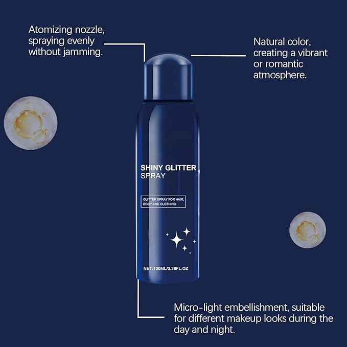 4-in-1 Shimmer Spray for Body, Hair, Makeup & Outfits - Travel-Size Glitter Spray for Instant Natural Glow, Lightweight & Quick-Dry for Parties, Photos, Festivals