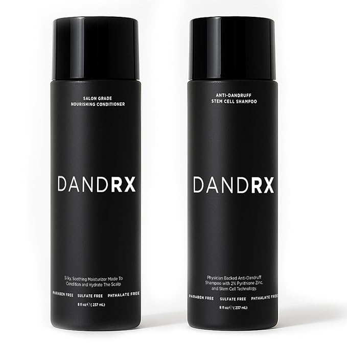 DANDRX Anti Dandruff Shampoo and Conditioner with 2% Pyrithione Zinc and Stem Cells | Physician Founded for Itchy Scalp | Eliminates Flakes & Fights Dandruff | Color Safe, Sulfate Free, Paraben Free