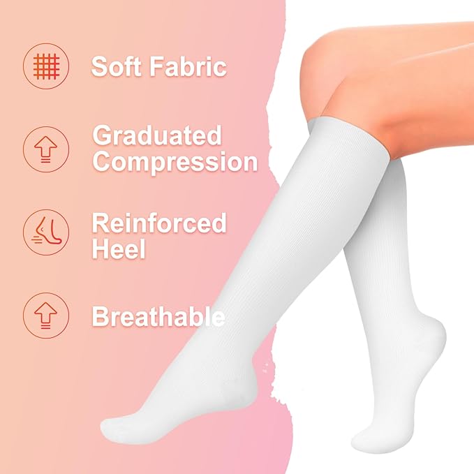 Iseasoo 4 Pairs Compression Socks for Women Circulation-Best Support for Nurses,Running,Athletic,Travel