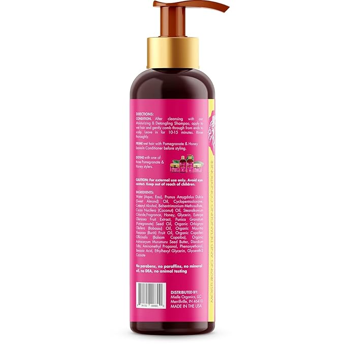 Mielle Organics Pomegranate & Honey Detangling Conditioner for Curly Hair - Deep Moisturizing Conditioner to Help Strengthen Strands, Prevents Breakage and Split Ends & Improves Hydration (12 Fl Oz)