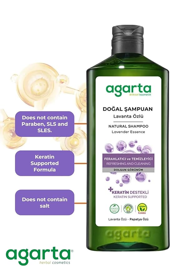 Lavender Shampoo – Botanical Hair Care Shampoo with Lavender Extract for Softness & Shine, Vegan Clean Formula – 14 fl oz