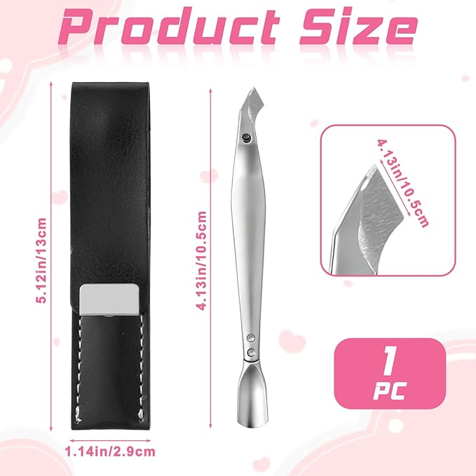Tweezers-Style 2-in-1 Cuticle Trimmer & Pusher, Mini Nail Cuticle Trimmer Kit Professional Stainless Steel Nail Cutter and Trimmers for Women with Leather Case Portable Manicure Tool