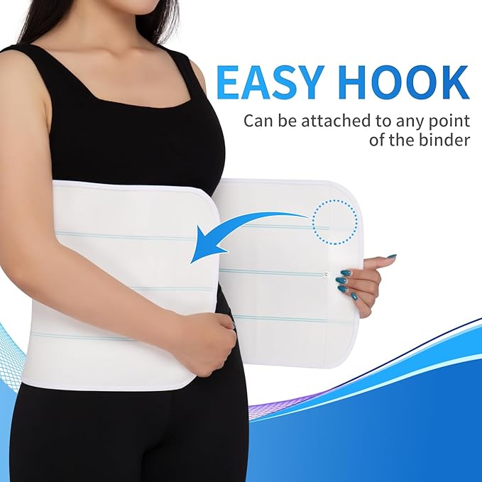 S Abdominal Binder Post Surgery for Men and Women, 12" High Postpartum Tummy Tuck Belt Provides Bariatric Stomach Compression, High Elasticity, Breathable - (30" - 45") 4 PANEL White