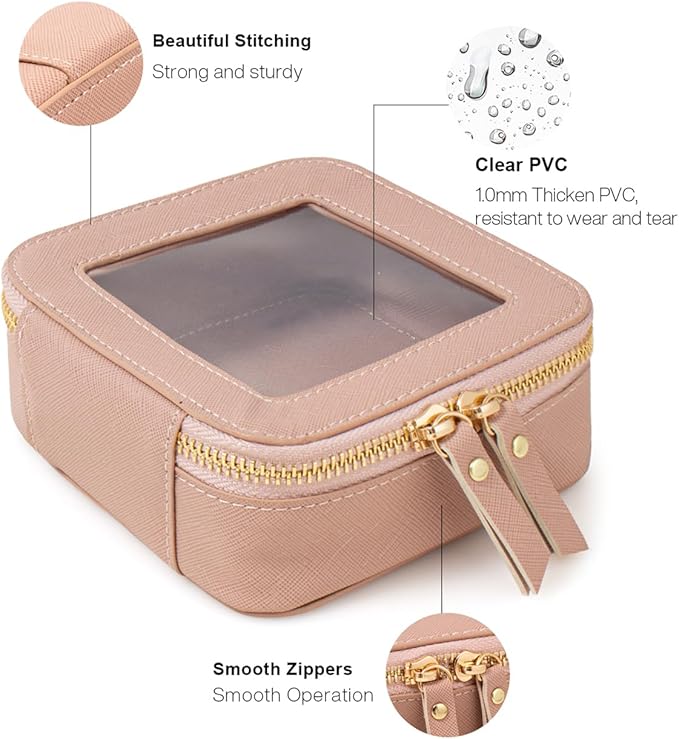 Travel Clear Makeup Bag Set, TSA Approved Cosmetic Bag Case with Zipper Portable Makeup Pouch Toiletry Bag Traveling Cosmetic Organizer Storage Bag Car Organizer Car Essentials
