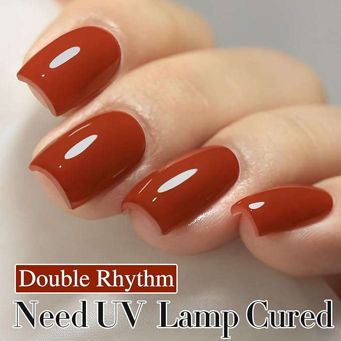 Double Rhythm 15ML Gel Nail Polish Pure Sheer Same Color Same Bottle Soak Off Gel Polish Art Manicure Salon DIY at Home for Women (Burnt Brick-A1453)