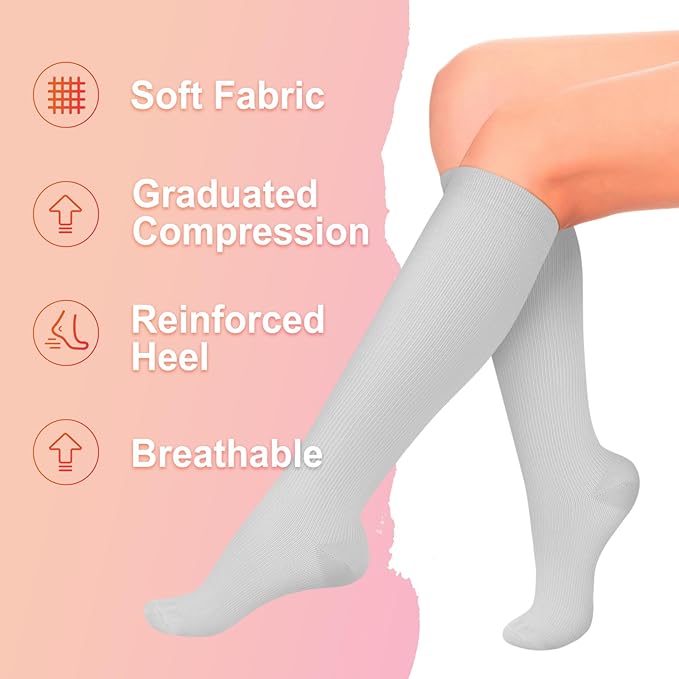 Iseasoo 4 Pairs Compression Socks for Women Circulation-Best Support for Nurses,Running,Athletic,Travel