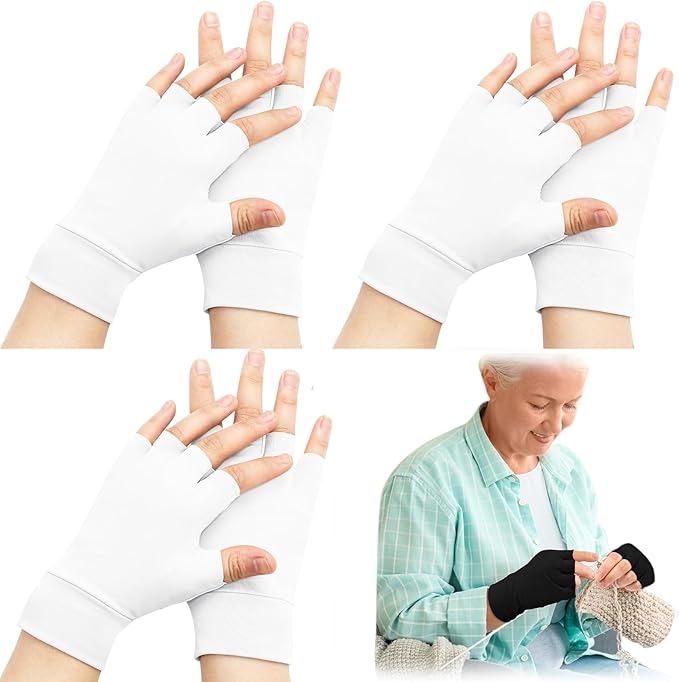 3 Pairs Elderly Skin Thin Protector Gloves Tone Fingerless Gloves Bruise Abrasion Protective to Cover Bruising