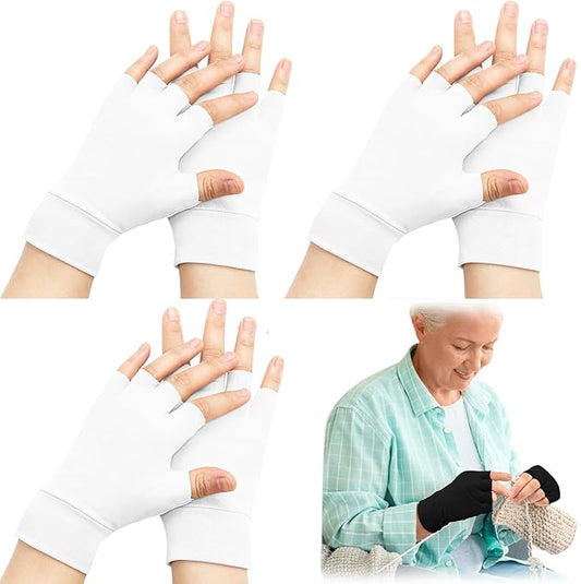 3 Pairs Elderly Skin Thin Protector Gloves Tone Fingerless Gloves Bruise Abrasion Protective to Cover Bruising