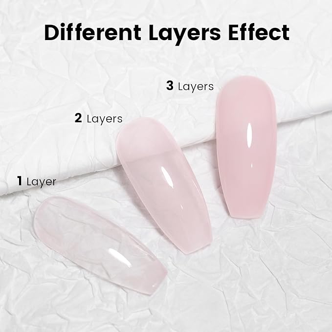 RARJSM Nude Gel Nail Polish Light Milky Peach Pink Neutral Skin Tone Color Sheer Ice Jelly Transparent Pink Nail Gel Polish 15ml Single Bottle Soak off UV LED Cured for Home Salon DIY French Manicure