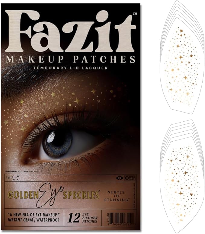 Fazit Makeup Patches - Golden Eye Speckles - Glow Up Make-Up Patches - Cute Glitter Makeup Accessories for Women - Cosmetic Glitter for Face