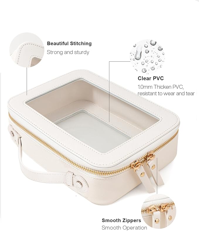 Travel Clear Makeup Bag Set, TSA Approved Cosmetic Bag Case with Zipper Portable Makeup Pouch Toiletry Bag Traveling Cosmetic Organizer Storage Bag Car Organizer Car Essentials