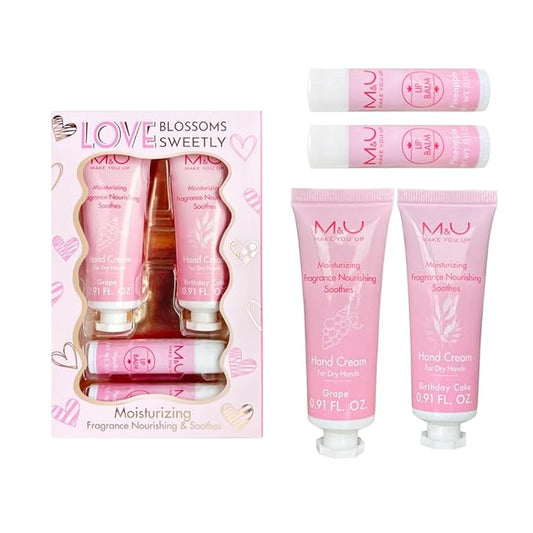 4 Piece Lip & Hand Luxury Set | 2 Moisturizing Balms + 2 Hydrating Creams, Vegan Skincare Essentials for Adults & Youths