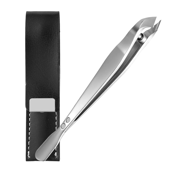 Tweezers-Style 2-in-1 Cuticle Trimmer & Pusher, Mini Nail Cuticle Trimmer Kit Professional Stainless Steel Nail Cutter and Trimmers for Women with Leather Case Portable Manicure Tool