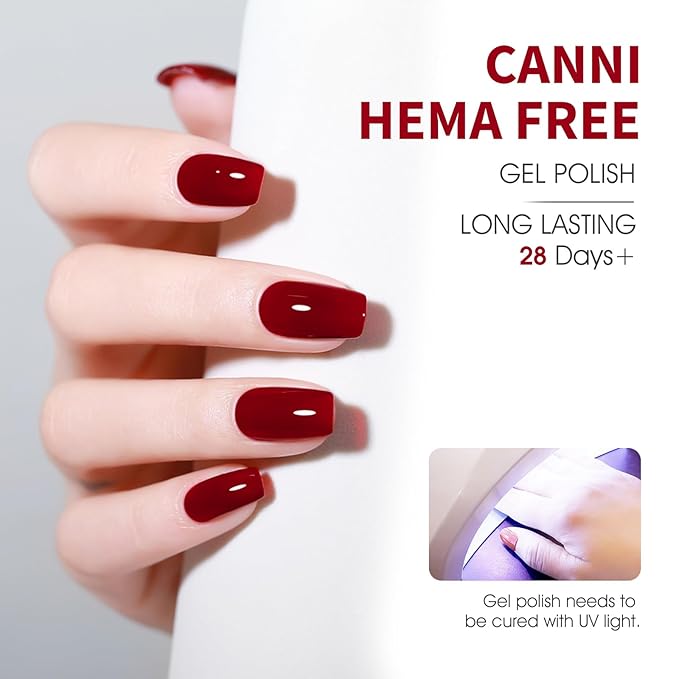 CANNI 6 Colors 9 ML Hema-Free Dark Red Gel Polish Set, Deep Cherry Red Burgundy Gel Nail Polish Blood Wine Red Color Kit, Soak Off LED Nail Gel Manicure Kit DIY at Home Salon Gifts
