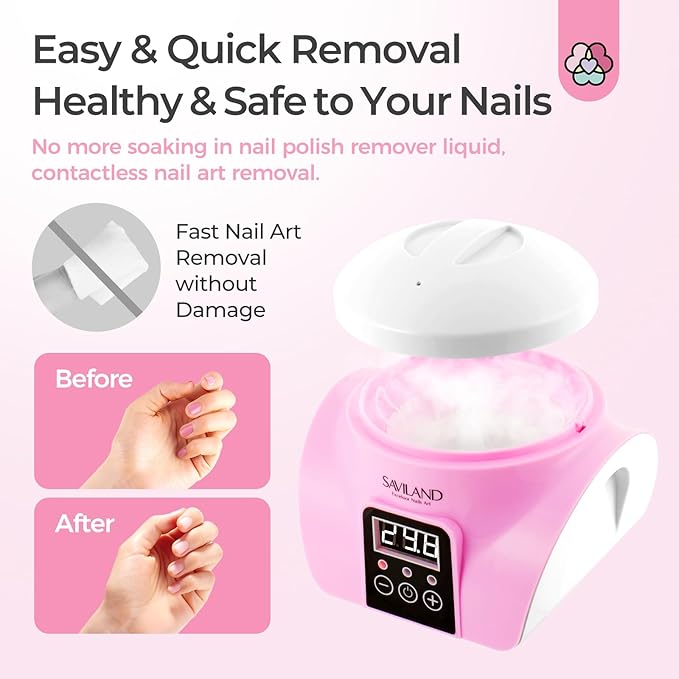 Saviland Essentials Nail Polish Remover Machine: Nail Soaking Bowl & Acetone Nail Polish Remover Gel Nail Remover Machine with Nail Soak off Bowl Soaker Tech Acrylic Nail Remover Steam Salon Home DIY