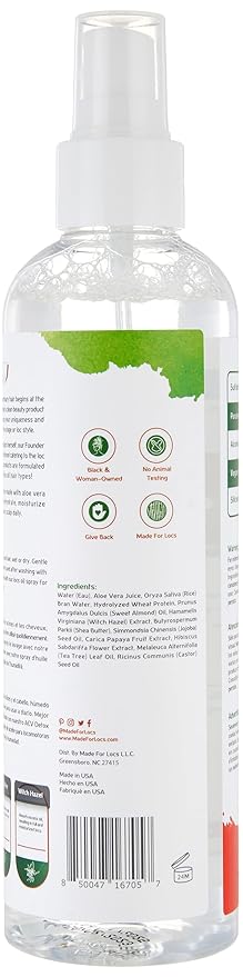 Made For Locs Vegan Aloe Refresher Spray | Hydrating Moisturizer for Locs & Dreadlocks, Natural Hair Care | Nourishing Locs Spray with Aloe Vera, 8 oz (Pack of 2)