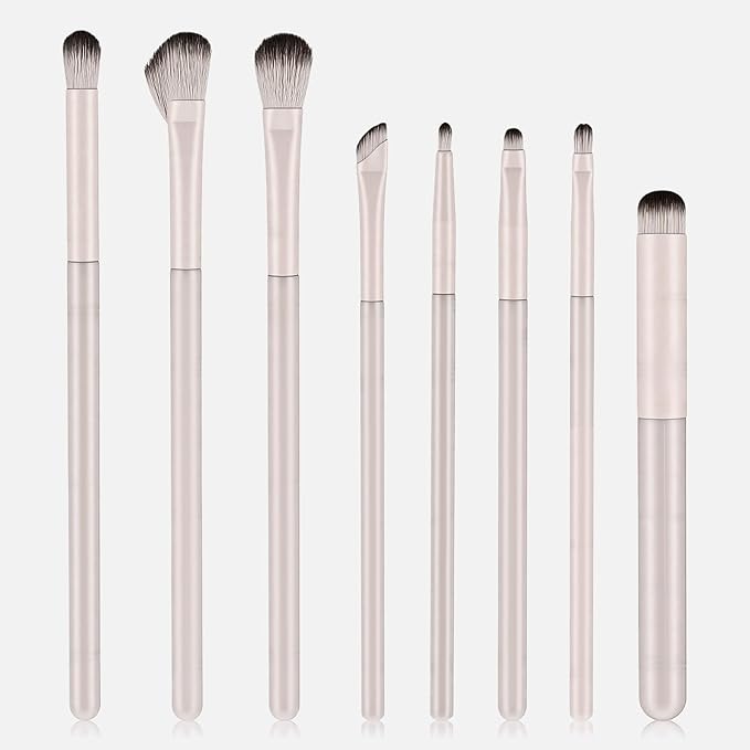 Eyeshadow Brush Set, 8 Pcs Premium Eye Makeup Brushes Professional Eye Shadow Brushes Set with Soft Hairs for Eyeliner Eyebrow Blending Highlight Brush Light (Pink)