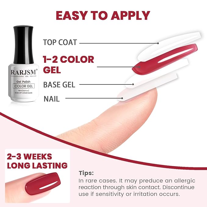 RARJSM Nude Gel Nail Polish Sheer Wine Red Neutral Skin Tone Color Ice Jelly Burgundy Red Gel Polish Translucent Nail GelPolish Soak off UV LED Cured for Home Salon DIY Manicure 15ml Single Bottle